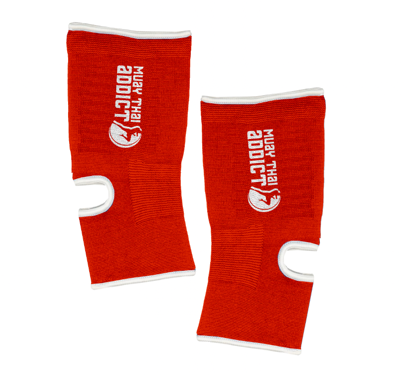 Muay Thai Addict Ankle Supports(Red with White Border)
