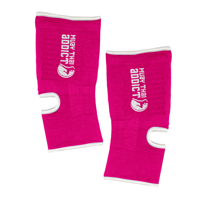 Muay Thai Addict Ankle Supports(Pink with White Border)