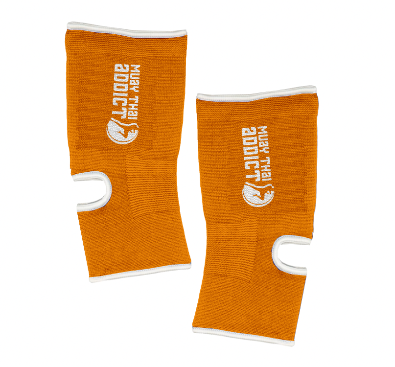 Muay Thai Addict Ankle Supports (Orange with White Border)