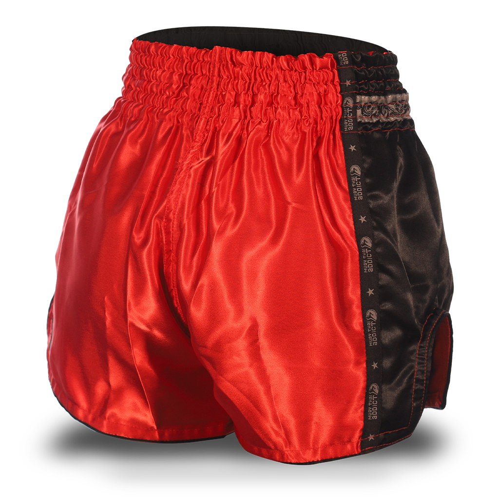 Red and Black Single Panel Stars Muay Thai Shorts