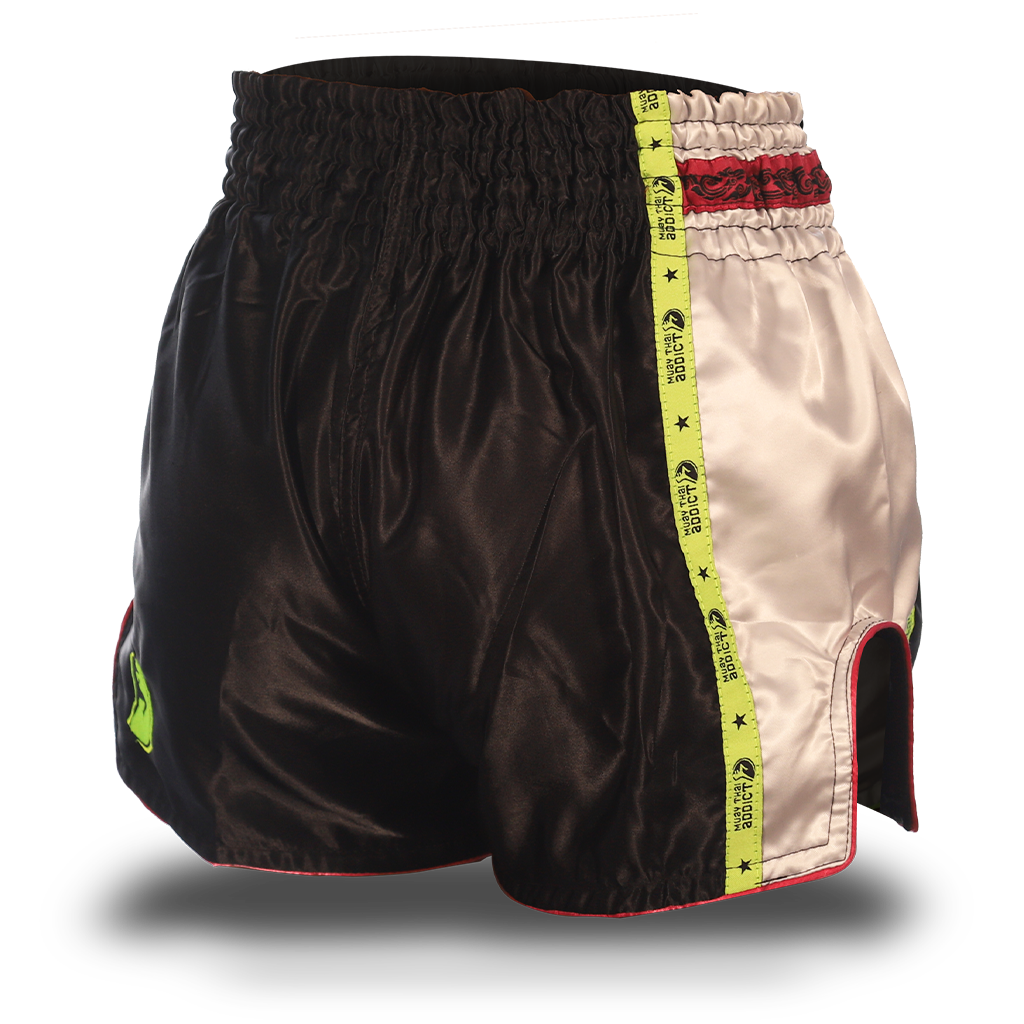 Black and Green Single Panel Stars Muay Thai Shorts