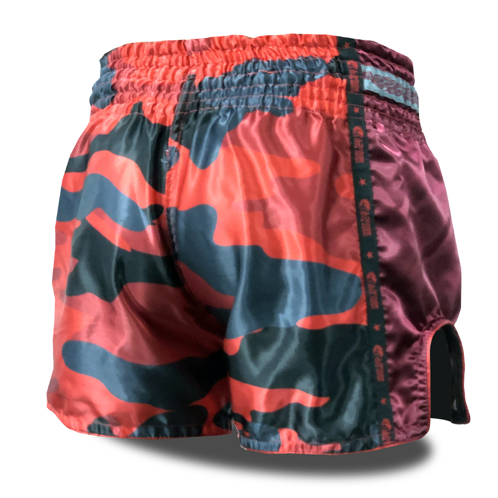 Red Camo Single Panel Stars Muay Thai Shorts