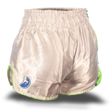 White and Neon Green Single Panel Stars Muay Thai Shorts
