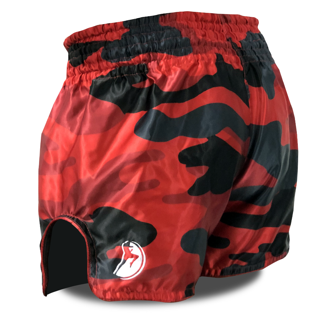 Red Camo Single Panel Stars Muay Thai Shorts