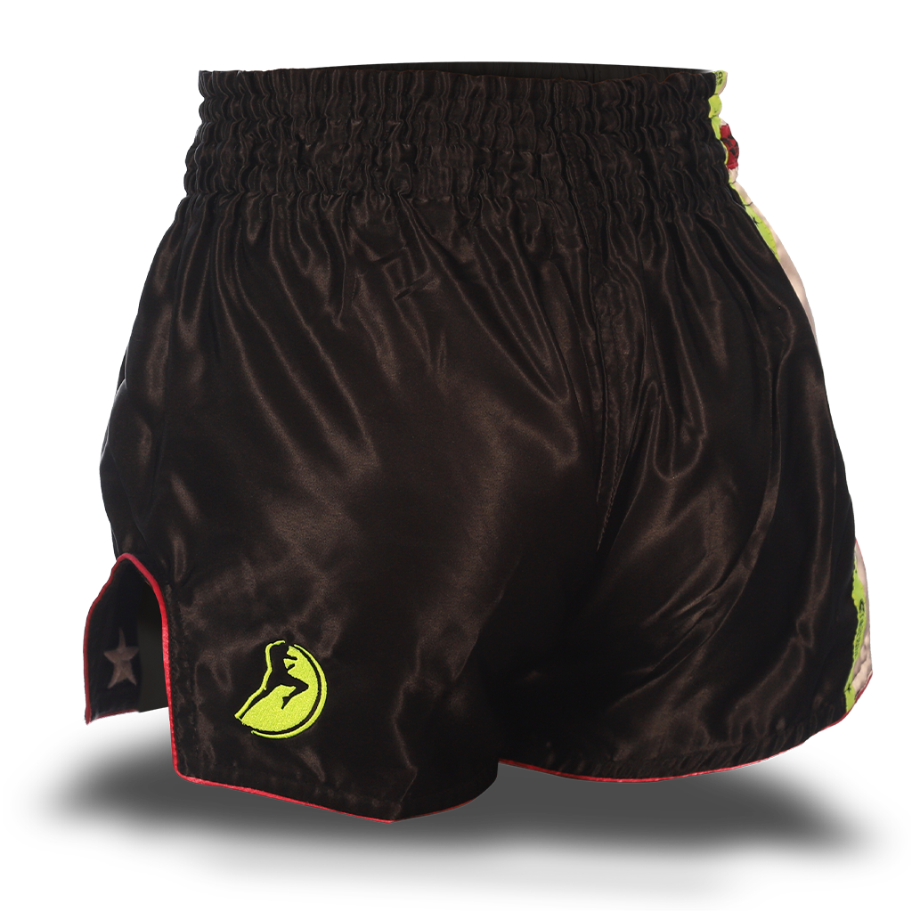 Black and Green Single Panel Stars Muay Thai Shorts