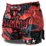 Red Camo Single Panel Stars Muay Thai Shorts