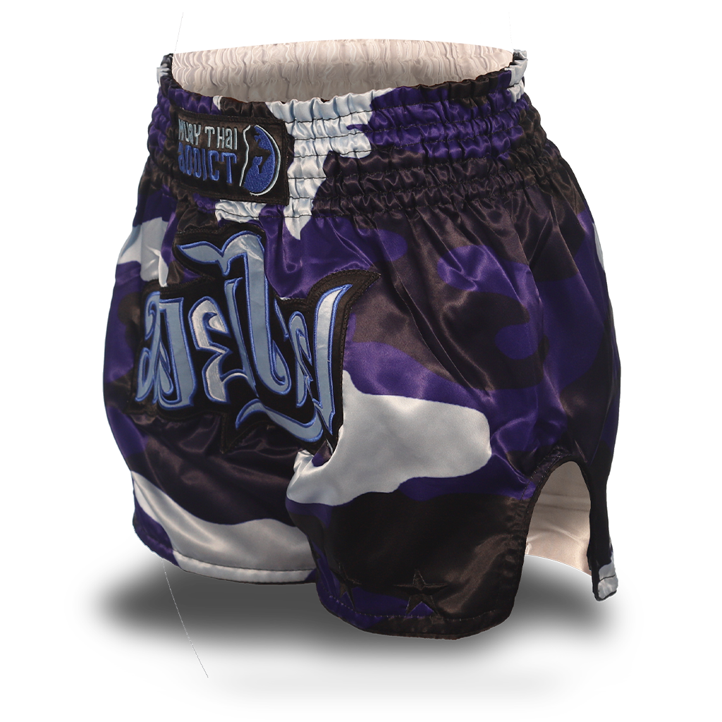 Blue Camo Single Panel Stars Muay Thai Shorts
