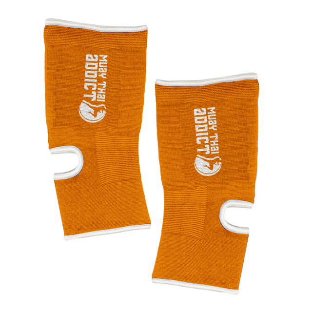 Muay Thai Addict Ankle Supports (Orange with White Border)