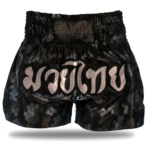 Black Honeycomb Camo Muay Thai Shorts