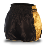 Black and Gold Single Panel Stars Muay Thai Shorts